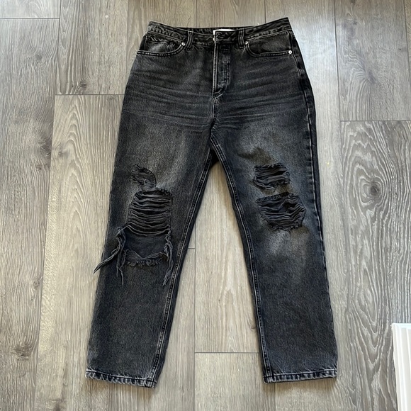 Dynamite black distressed straight leg jeans - Picture 1 of 6